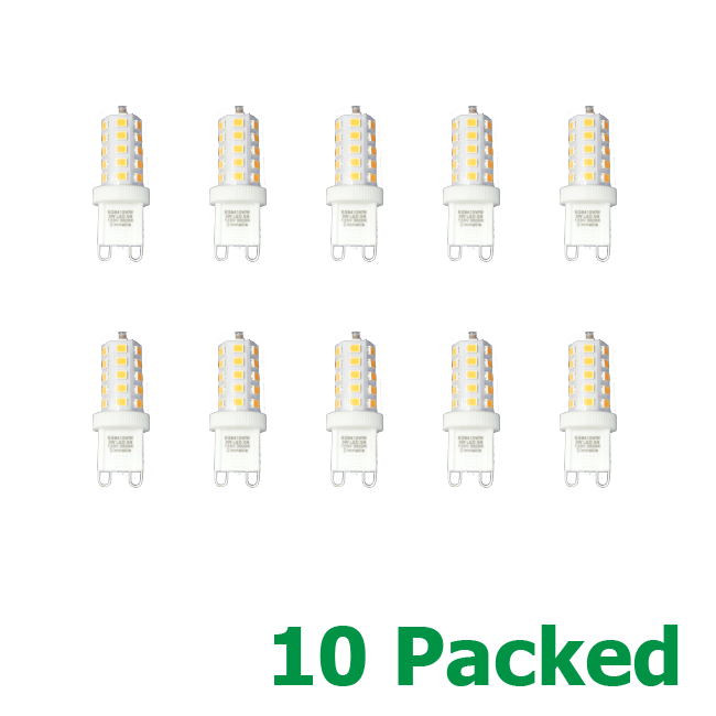 G9 LED Light Bulb 3W (35W Halogen Bulbs Equivalent) 350LM Warm White 3000K AC 120V G9 Base Lamp Dimmable 10-Packed