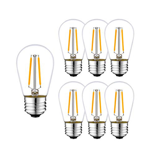 S14  Light Bulb  2W LED Filament 15W Incandescent, Base E26, 2700K Warm White (6 Pack)