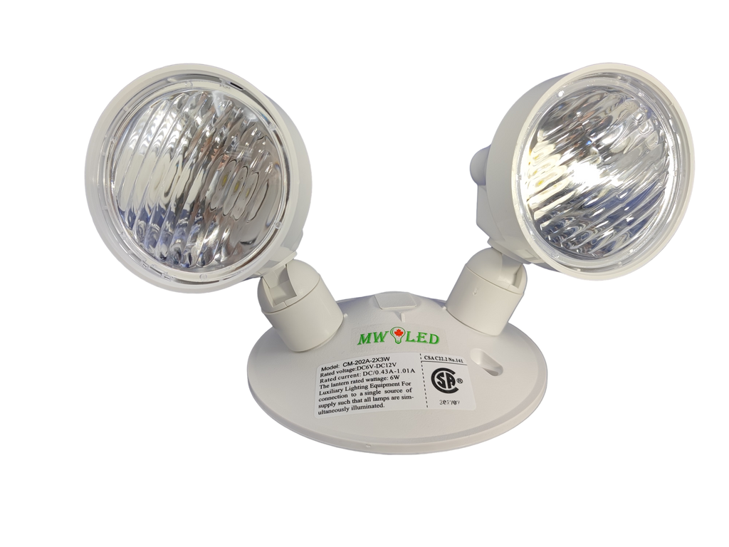 MW LED Remote Head (Double) for Emergency Light,Thermoplastic DC6V-12V Opertional,2 x 3 Watt, 2X180 Lm, CM-202A CSA Listed
