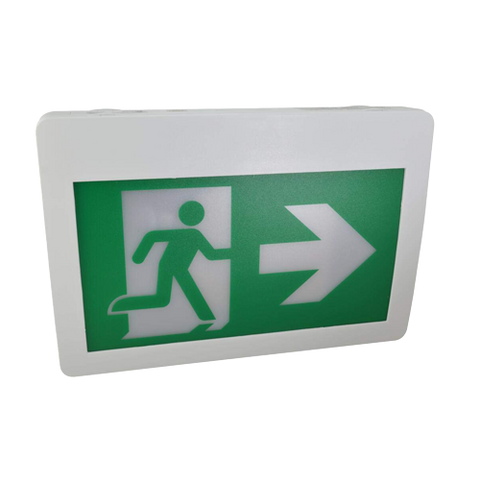 MW LED Exit Sign Running Man Thermoplastic Sign Combo Emergency Light LED Left Right Battery Backup for 120 Minutes 120v 347v Universal mounting CSA Listed (CM-126)