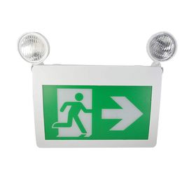 MW LED Exit Sign CM-316 Running Man Thermoplastic Sign Combo Emergency Light LED with 2 Heads*LED 2W x 2, Left Right Battery Backup for 120 Minutes 120v/347v Universal mounting CSA Listed (CM-316)