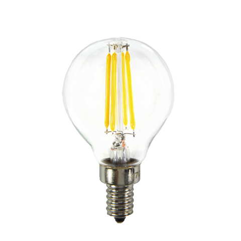 MW LED 6-Packed G16 Filament Bulb 4W (40W Equivalent) 400 Lumens E12 Candelabra LED 2700K Warm White ,Candle Chandelier, Vanity Light Bulbs