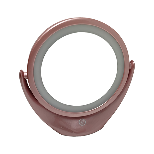 MW LED Magnifying Vanity Mirror, 6 Inch Two-Sided Makeup Tabletop Mirror with 5X Magnification?Light-Rose Gold Finished