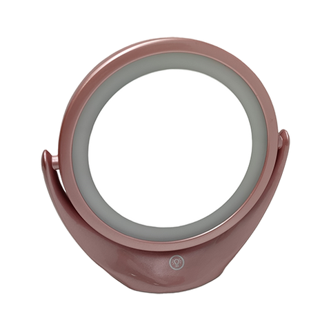 MW LED Magnifying Vanity Mirror, 6 Inch Two-Sided Makeup Tabletop Mirror with 5X Magnification?Light-Rose Gold Finished