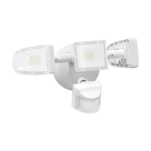 MW LED Motion Sensor Outdoor Flood Light, 40W Ultra Bright 4500LM, 5000K Waterproof LED 3-Head Security Light, Dusk to Dawn Mode, ETL Certified