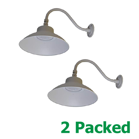 14inch 2-Packed White Gooseneck Barn Light LED Fixture for Indoor/Outdoor Use, 42W 4000K with Photocell, Adjustable Gooseneck Arm, ETL/cETL, Energy Star Listed