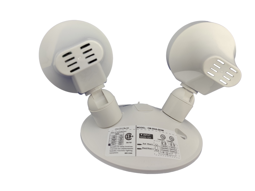 MW LED Remote Head (Double) for Emergency Light,Thermoplastic DC6V-12V Opertional,2 x 3 Watt, 2X180 Lm, CM-202A CSA Listed