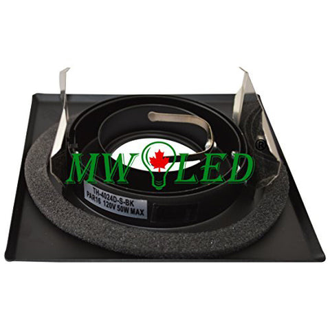 MW LED Recessed Lighting Trim with Gimbal (4" PAR16/MR16/GU10 Square, Black) for 4 1/4" Housing