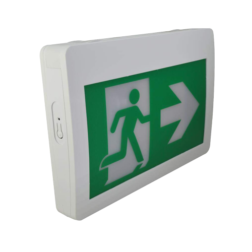 MW LED Exit Sign Running Man Thermoplastic Sign Combo Emergency Light LED Left Right Battery Backup for 120 Minutes 120v 347v Universal mounting CSA Listed (CM-126)