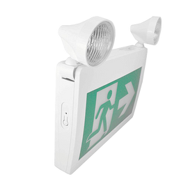 MW LED Exit Sign CM-316 Running Man Thermoplastic Sign Combo Emergency Light LED with 2 Heads*LED 2W x 2, Left Right Battery Backup for 120 Minutes 120v/347v Universal mounting CSA Listed (CM-316)