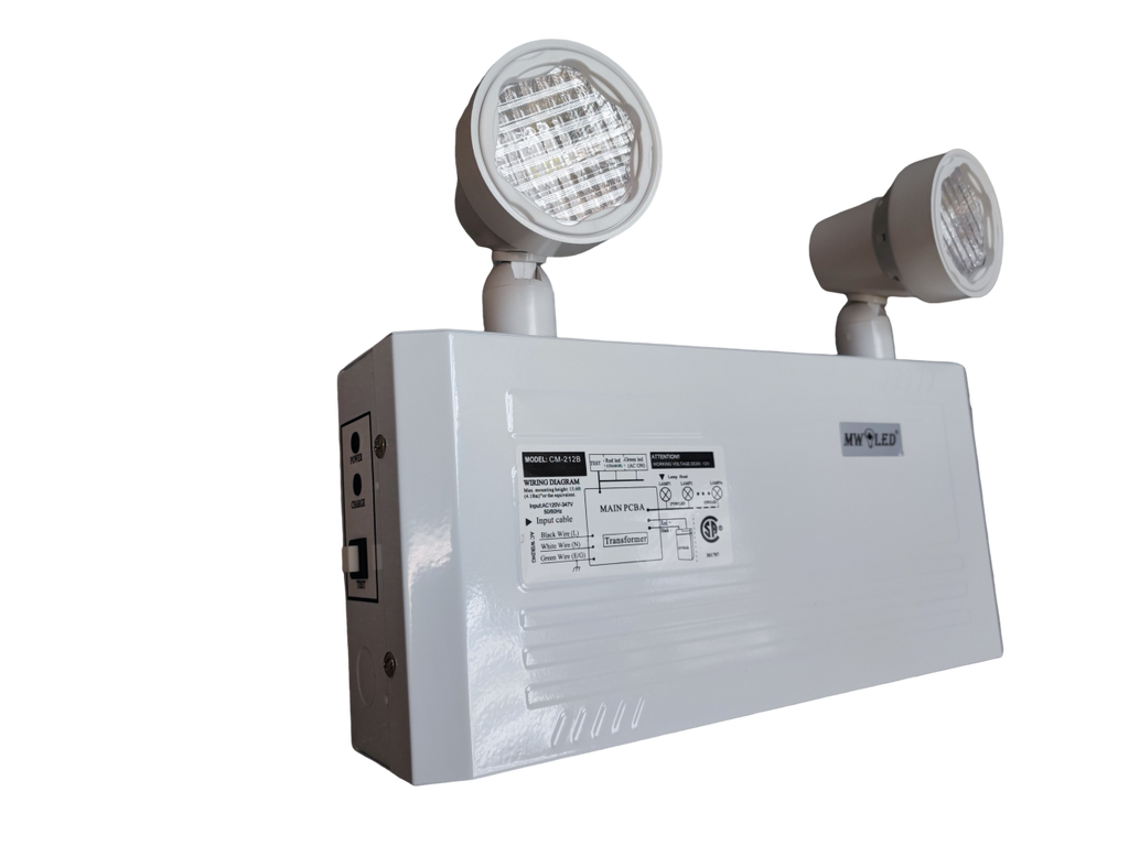 MW LED Emergency Lights with Remote Capabilities, Commercial Battery Unit Emergency Lights with 2 by 2 watts Head, 120v/347v Universal mounting CSA Listed (CM-212B)