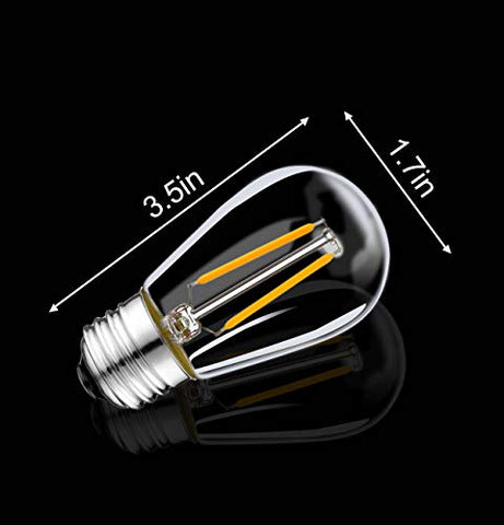 S14 Light Bulb 2W LED Filament 15W Incandescent, Base E26, 2700K Warm White (6 Pack)