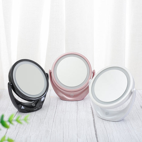 MW LED Magnifying Vanity Mirror, 6 Inch Two-Sided Makeup Tabletop Mirror with 5X Magnification?Light-Rose Gold Finished