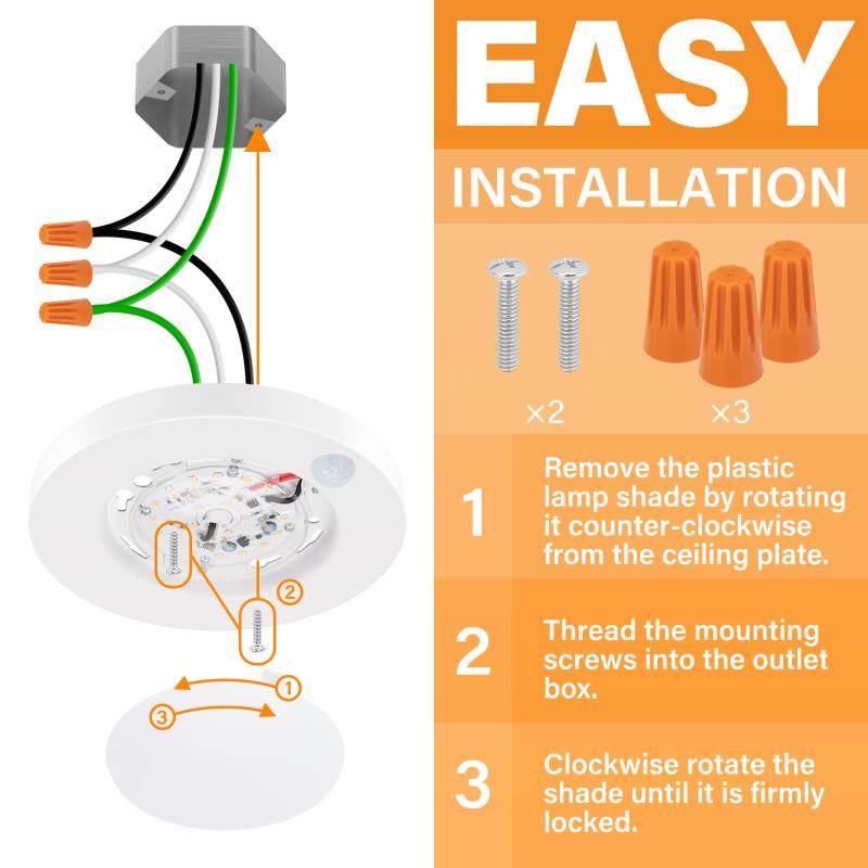 MW LED Motion Sensor Flush Mount Ceiling Light cETL Listed 4" LED 10W 600LM (3000K/Bright White), Closet Light with Time Countdown for Indoor, Closet,Hallway, Stair