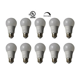 MW LED 9W LED A19 E26 Bulb CUL-Listed Dimmable (60-Watt Equivalent), 800 Lumens, Medium Screw Base, 350° Beam Angle - (10 Packed) Daylight 5000K)