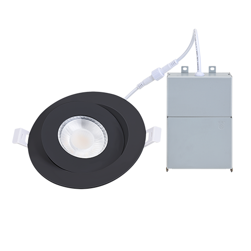 MW LED  4 inch Gimbal Recessed LED Pot Lights, with Junction Box, Dimmable IC Rated 180?Rotatable Ceiling Light/Potlight, 9W 750LM 3000/4000/5000K(Multi CCT) Black Trim