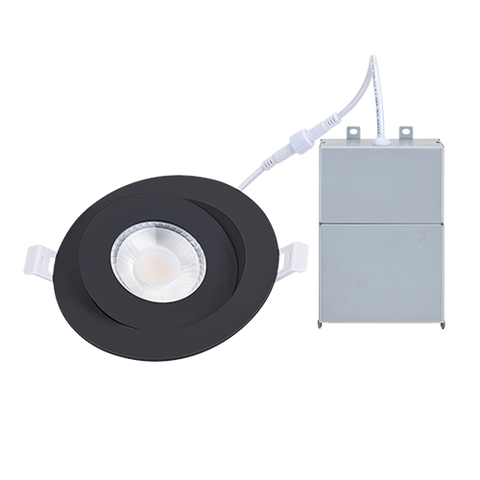 MW LED 4 inch Gimbal Recessed LED Pot Lights, with Junction Box, Dimmable IC Rated 180?Rotatable Ceiling Light/Potlight, 9W 750LM 3000/4000/5000K(Multi CCT) Black Trim