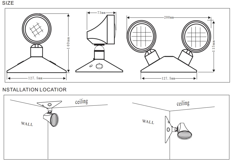 MW LED Remote Head (Double) for Emergency Light,Thermoplastic DC6V-12V Opertional,2 x 3 Watt, 2X180 Lm, CM-202A CSA Listed