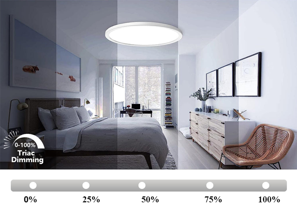 MW LED 9 Inch 18W LED Dimmable Flush Mount Ceiling Light 3CCT Color Selectable: 3000K/4000K/5000K 1400Lm 120V Low Profile Disk Lamp IC Rated Suitable for Damp Locations ETL Listed
