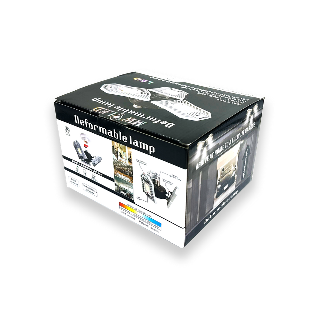 MW LED Garage Lights 60W - 6000LM 6500K Deformable Ceiling Lighting Fixture with 3 Adjustable Panels - E26/E27 Led Light for Garage, Basement, Workshop, Barn, Warehouse, Yard, ETL Approved