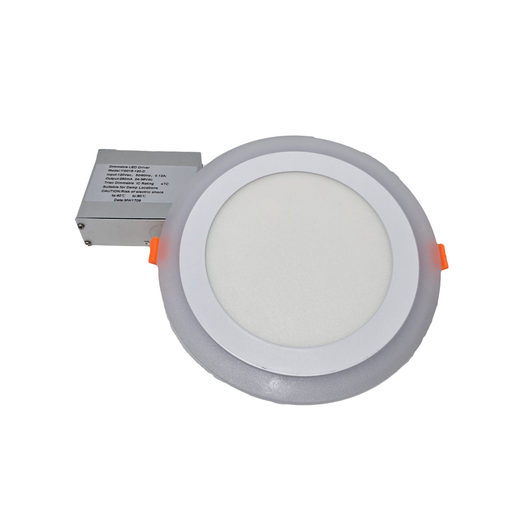 MW LED 6 Inch LED Panel Light Round Double Color (Cool White+Blue) 15W 5000K Recessed Slim Pot Light with Junction Box.