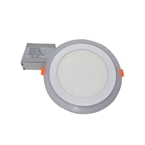 MW LED 6 Inch LED Panel Light Round Double Color (Warm White+Blue) 15W 3000K Recessed Slim Pot Light with Junction Box.