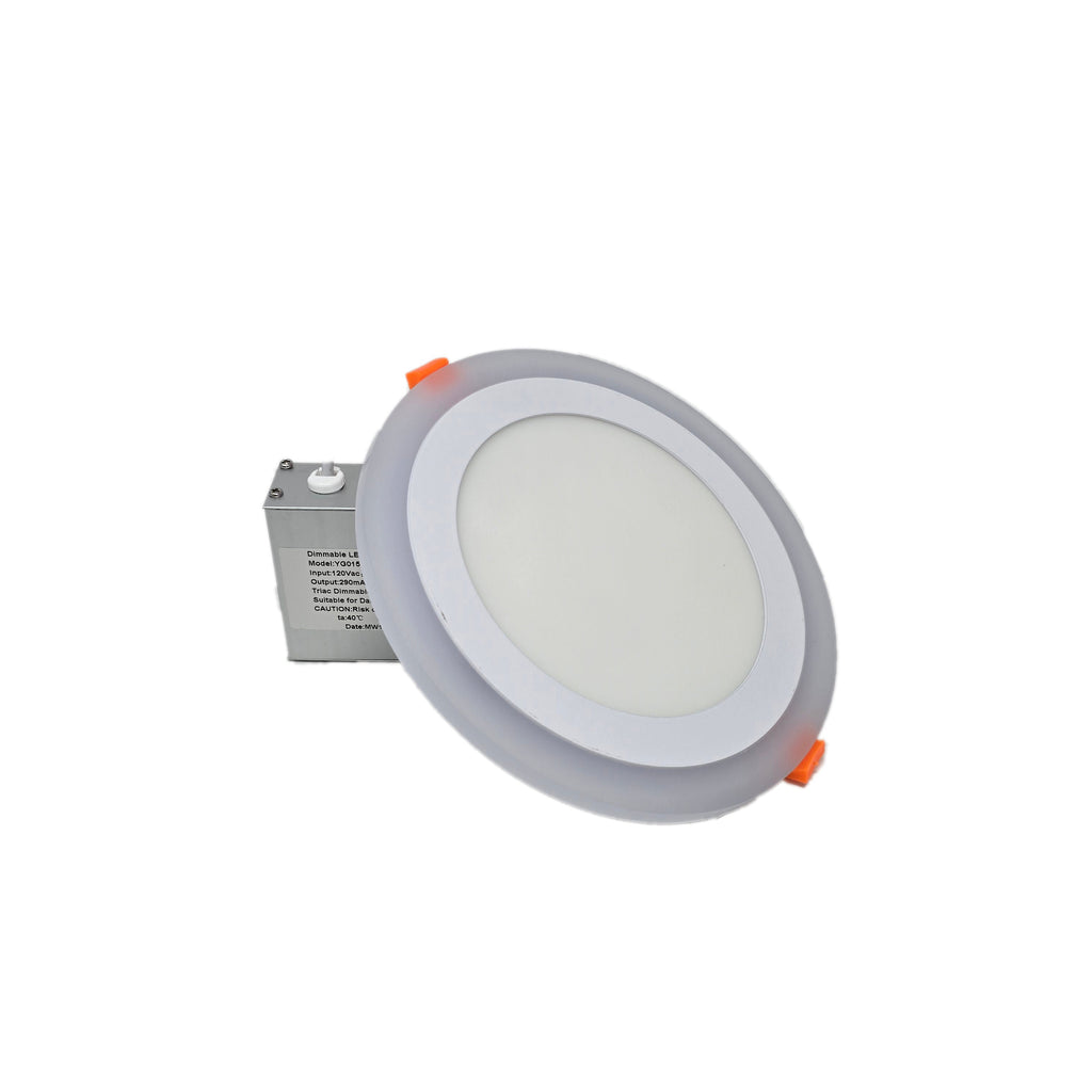MW LED 6 Inch LED Panel Light Round Double Color (Warm White+Blue) 15W 3000K Recessed Slim Pot Light with Junction Box.