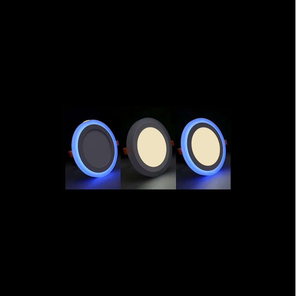 MW LED 6 Inch LED Panel Light Round Double Color (Warm White+Blue) 15W 3000K Recessed Slim Pot Light with Junction Box.