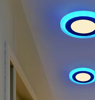 MW LED 6 Inch LED Panel Light Round Double Color (Warm White+Blue) 15W 3000K Recessed Slim Pot Light with Junction Box.