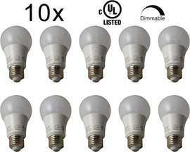 MW LED 9W LED A19 E26 Bulb CUL-Listed Dimmable (60-Watt Equivalent), 800 Lumens, Medium Screw Base, 350° Beam Angle - (10 Packed) Daylight 5000K)
