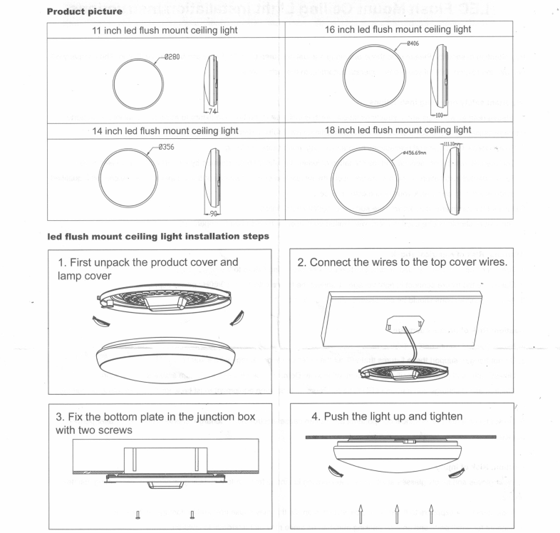 MW LED 18 Inch Flush Mount Ceiling Light LED 40W 3CCT Color 3000K/4000k/5000K (CCTChangeable/Adjustable)