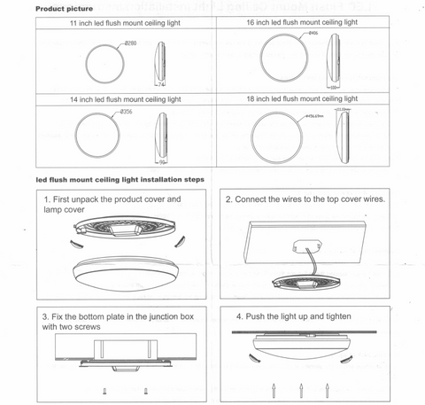 MW LED 18 Inch Flush Mount Ceiling Light LED 40W 3CCT Color 3000K/4000k/5000K (CCTChangeable/Adjustable)