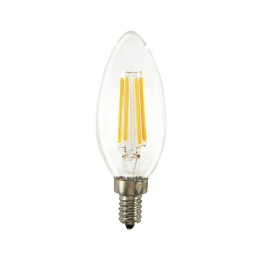 MW LED 6-Packed B11 Filament Bulb 4.W (40W Equivalent) 400 Lumens E12 Candelabra LED 5000K Daylight Candle Light Bulbs