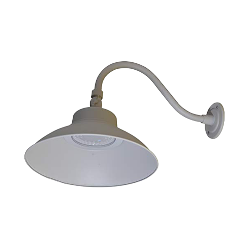 14inch White Gooseneck Barn Light LED Fixture for Indoor/Outdoor Use, 42W 4000K with Photocell, Adjustable Gooseneck Arm, ETL/cETL, Energy Star Listed