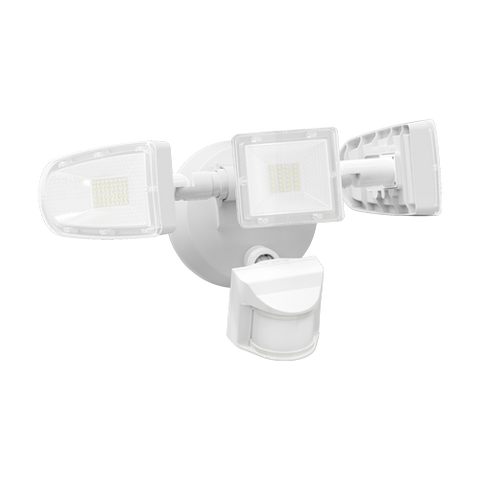 MW LED Motion Sensor Outdoor Flood Light, 40W Ultra Bright 4500LM, 5000K Waterproof LED 3-Head Security Light, Dusk to Dawn Mode, ETL Certified