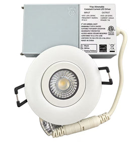 MW LED 3 Inch Gimbal LED Downlight Dimmable Recessed Ceiling Directional Rotatable Light Damp Location ETL Listed IC Rated