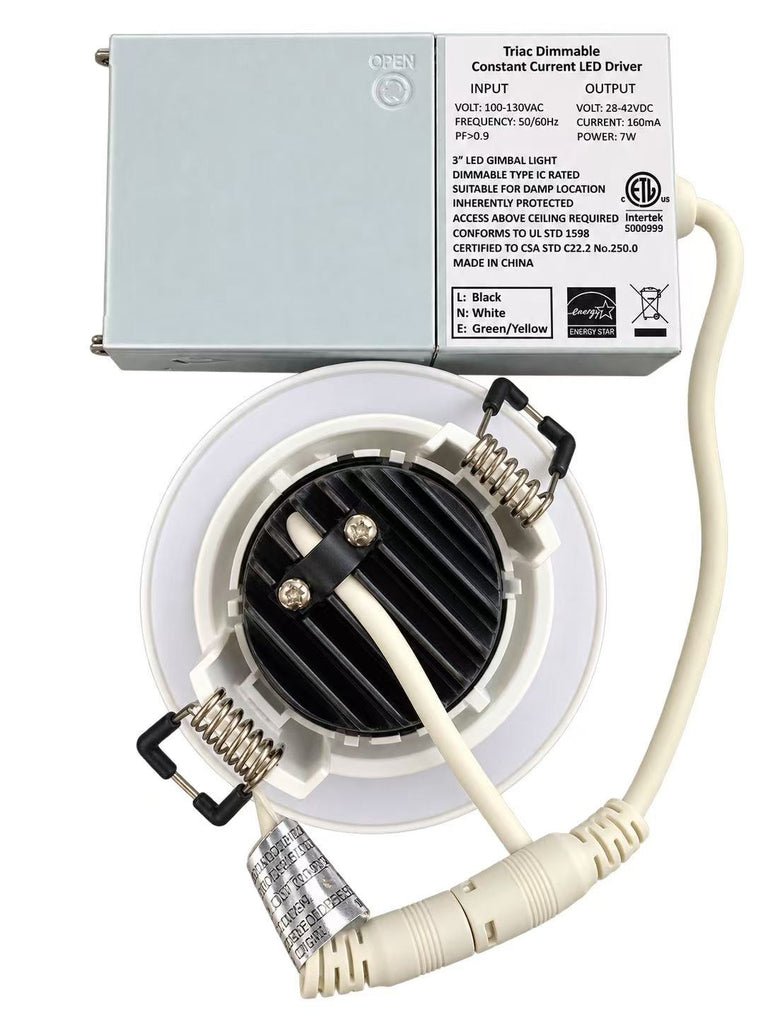 MW LED 3 Inch Gimbal LED Downlight Dimmable Recessed Ceiling Directional Rotatable Light Damp Location ETL Listed IC Rated