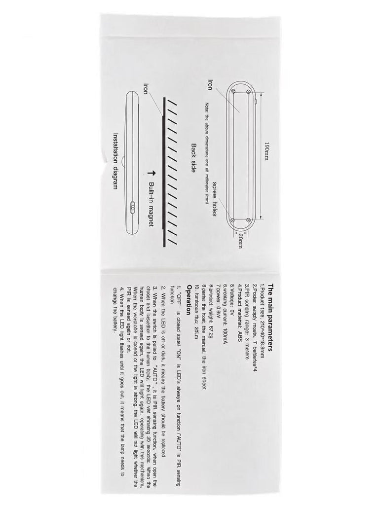 MW LED Wardrobe Light,Motion Sensor Under Cabinet Lights,for Kitchen/Closet/Hallway/Toilet/Garage