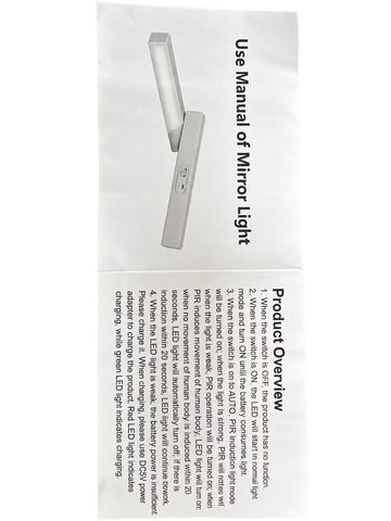 MW LED Sensor Mirror Light,2W Dimmable Mirror Lights,Rechargeable,for Mirror,Cabinet,Kitchen,Bedside,Desk
