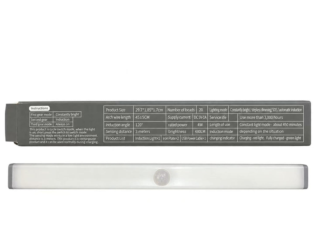 LED Lamp,1pc 29.7cm USB Rechargeable Led Light,Perfect For Cabinet, Wardrobe And Hallway, Wireless Motion Sensor Under Cabinet Lighting, Rechargeable Magnetic Night Lamp For Hallway Kitchen Cabinet Shelf Wardrobe House Room Decoration