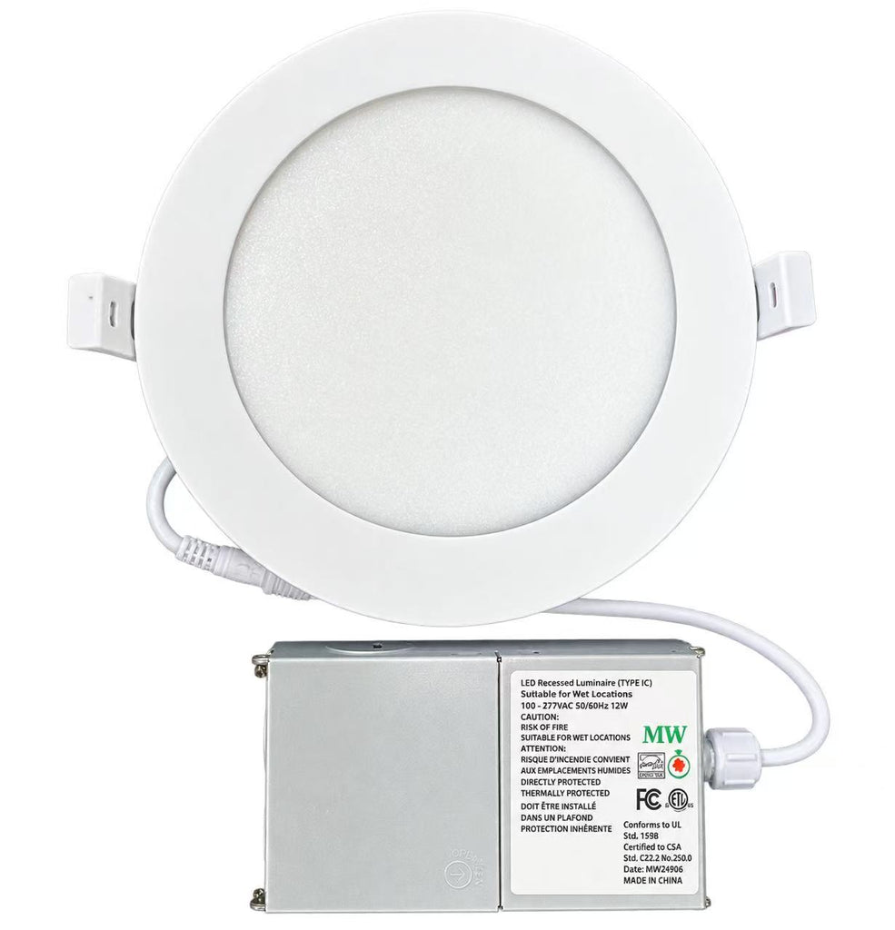 MW LED Recessed Light Fixture, 6'' Slim Panel Light, with Junction Box,Suitable for Living Room, Bedroom, Kitchen, Office