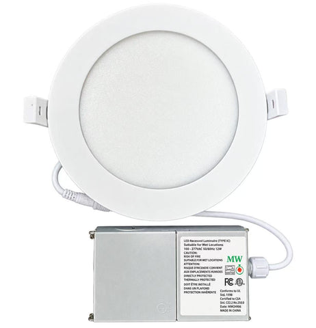 MW LED Recessed Light Fixture, 6'' Slim Panel Light, with Junction Box,Suitable for Living Room, Bedroom, Kitchen, Office