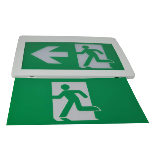 MW LED Exit Sign Running Man Thermoplastic Sign Combo Emergency Light LED Left Right Battery Backup for 120 Minutes 120v 347v Universal mounting CSA Listed (CM-126)