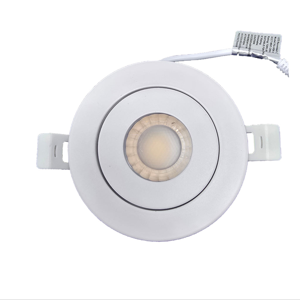 MW LED  3 inch Gimbal Recessed LED Pot Lights, with Junction Box, Dimmable IC Rated 180° Rotatable Ceiling Light/Potlight, 6W 500LM 3000/4000/5000K(Multi CCT) White Trim