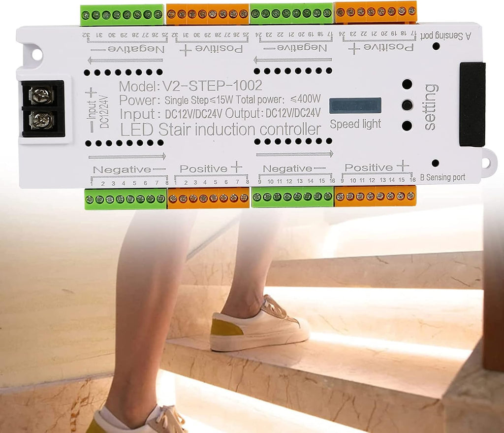 MW LED V2_Step Intelligent Stair Control,Motion Sensor LED Stair Light ,Automatic Staircase Ladder Step Light Controller for Stairway Light