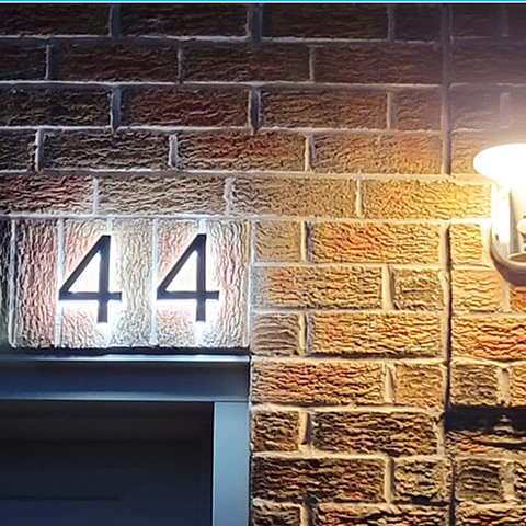 6'' House Number Backlit Floating LED Lighted Outdoor Large Address Numbers, Lighted Up Signs for Outside Home Yard Street—Black