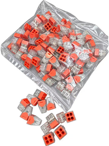 100pcs PCT Quick Connect Terminal, Hard Flexible Wire Universal Construction Connection, Wire Connector Assortment, Compact Wire Connectors(4 Holes PCT‑104)