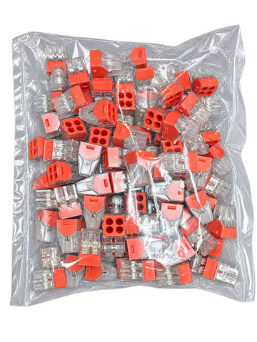 100pcs PCT Quick Connect Terminal, Hard Flexible Wire Universal Construction Connection, Wire Connector Assortment, Compact Wire Connectors(4 Holes PCT‑104)