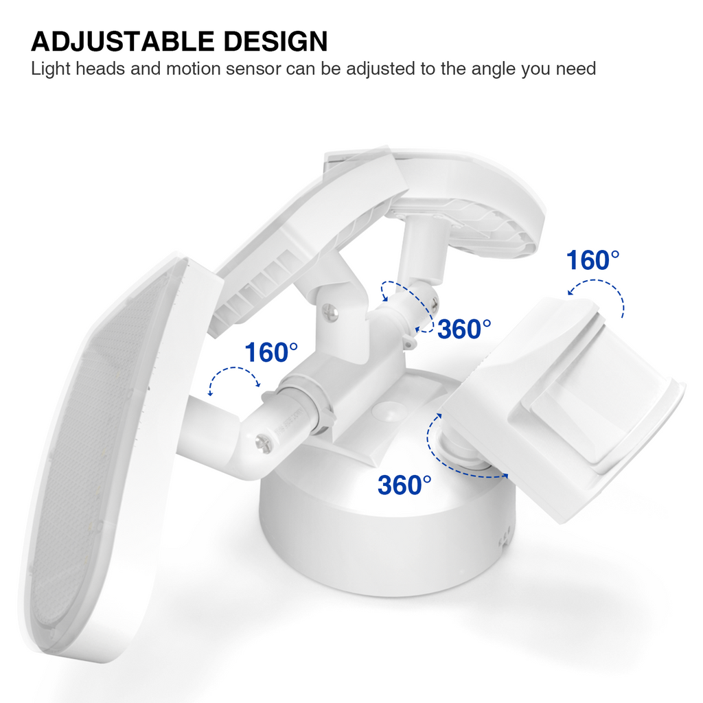 MW LED Motion Sensor Outdoor Flood Light, 40W Ultra Bright 4500LM, 5000K Waterproof LED 3-Head Security Light, Dusk to Dawn Mode, ETL Certified
