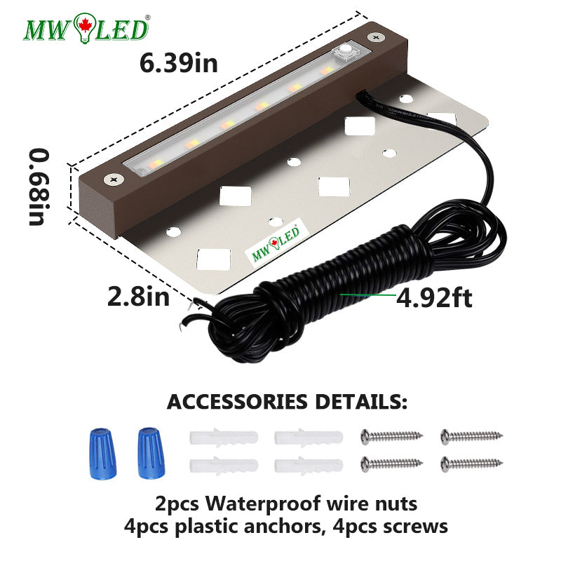 MW LED 7 Inch 3W LED Hardscape Lighting, Color Changing Retaining Wall Light, Low Voltage Landscape Lights,12V-24V AC/DC, IP65 Waterproof Outdoor Step Light